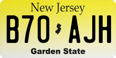 NJ license plate B70AJH
