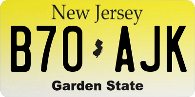 NJ license plate B70AJK