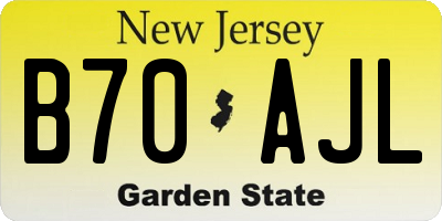 NJ license plate B70AJL