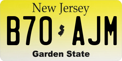 NJ license plate B70AJM