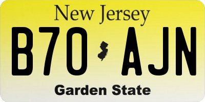 NJ license plate B70AJN