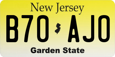 NJ license plate B70AJO