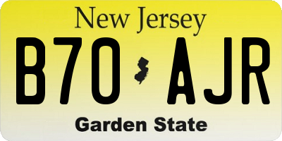 NJ license plate B70AJR