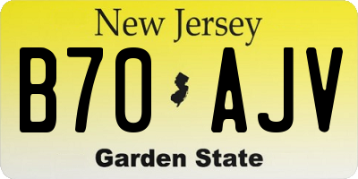 NJ license plate B70AJV