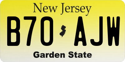 NJ license plate B70AJW