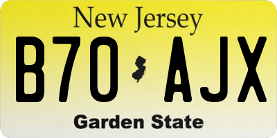 NJ license plate B70AJX