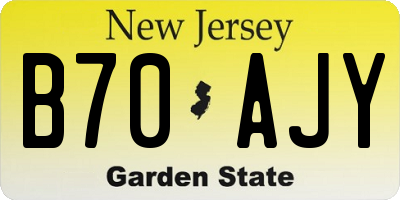 NJ license plate B70AJY