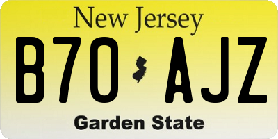 NJ license plate B70AJZ