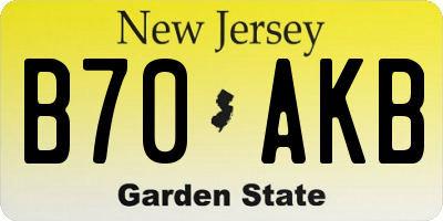 NJ license plate B70AKB