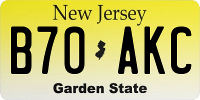 NJ license plate B70AKC