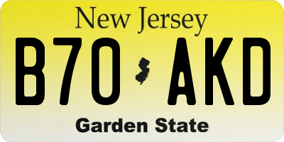 NJ license plate B70AKD