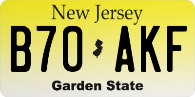 NJ license plate B70AKF