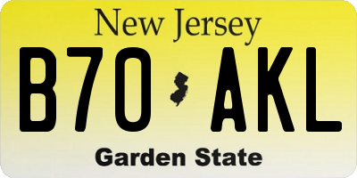 NJ license plate B70AKL