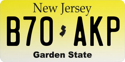 NJ license plate B70AKP
