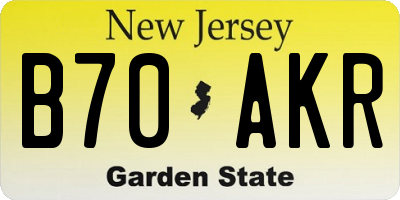 NJ license plate B70AKR
