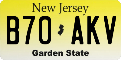 NJ license plate B70AKV
