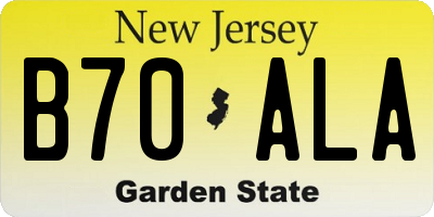 NJ license plate B70ALA