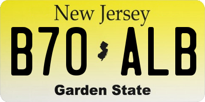 NJ license plate B70ALB