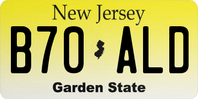 NJ license plate B70ALD