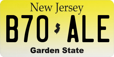 NJ license plate B70ALE