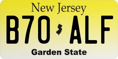 NJ license plate B70ALF
