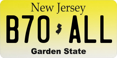 NJ license plate B70ALL