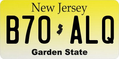 NJ license plate B70ALQ