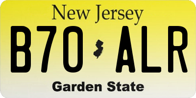 NJ license plate B70ALR