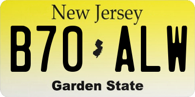 NJ license plate B70ALW