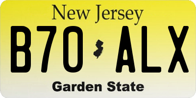 NJ license plate B70ALX