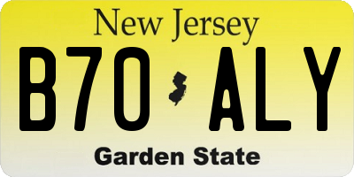 NJ license plate B70ALY