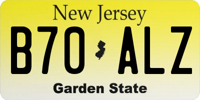 NJ license plate B70ALZ