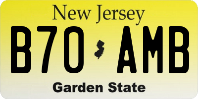 NJ license plate B70AMB