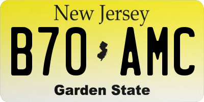 NJ license plate B70AMC