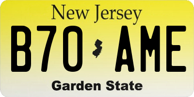 NJ license plate B70AME