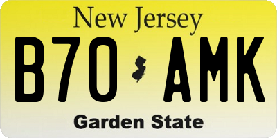 NJ license plate B70AMK