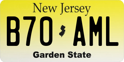 NJ license plate B70AML