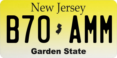 NJ license plate B70AMM