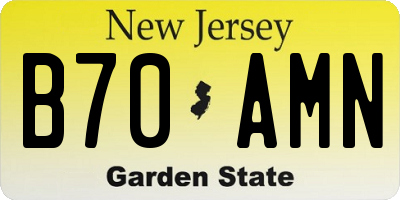 NJ license plate B70AMN