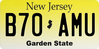 NJ license plate B70AMU