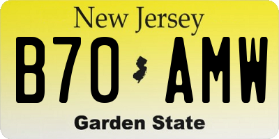 NJ license plate B70AMW