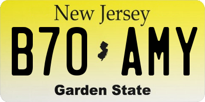 NJ license plate B70AMY