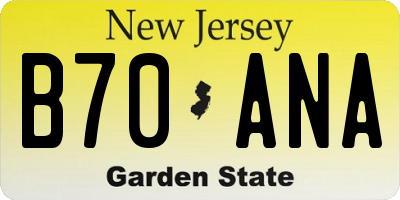NJ license plate B70ANA