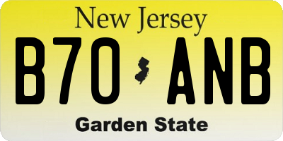 NJ license plate B70ANB