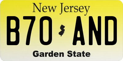 NJ license plate B70AND