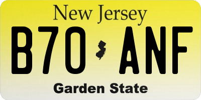 NJ license plate B70ANF