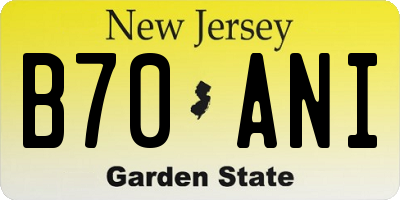 NJ license plate B70ANI