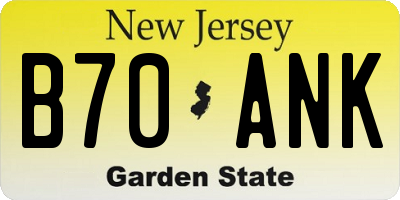 NJ license plate B70ANK