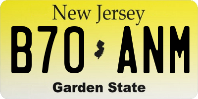 NJ license plate B70ANM