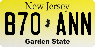 NJ license plate B70ANN